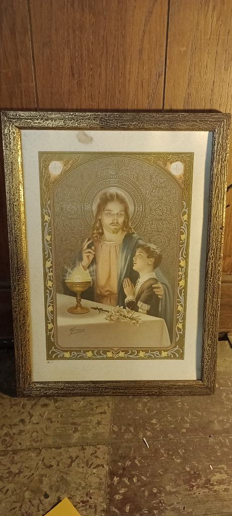 Oude gravure Christus en Kind, Antonio Simeone, n420, Antiek en Kunst, Kunst | Etsen en Gravures, Ophalen of Verzenden, Gravure