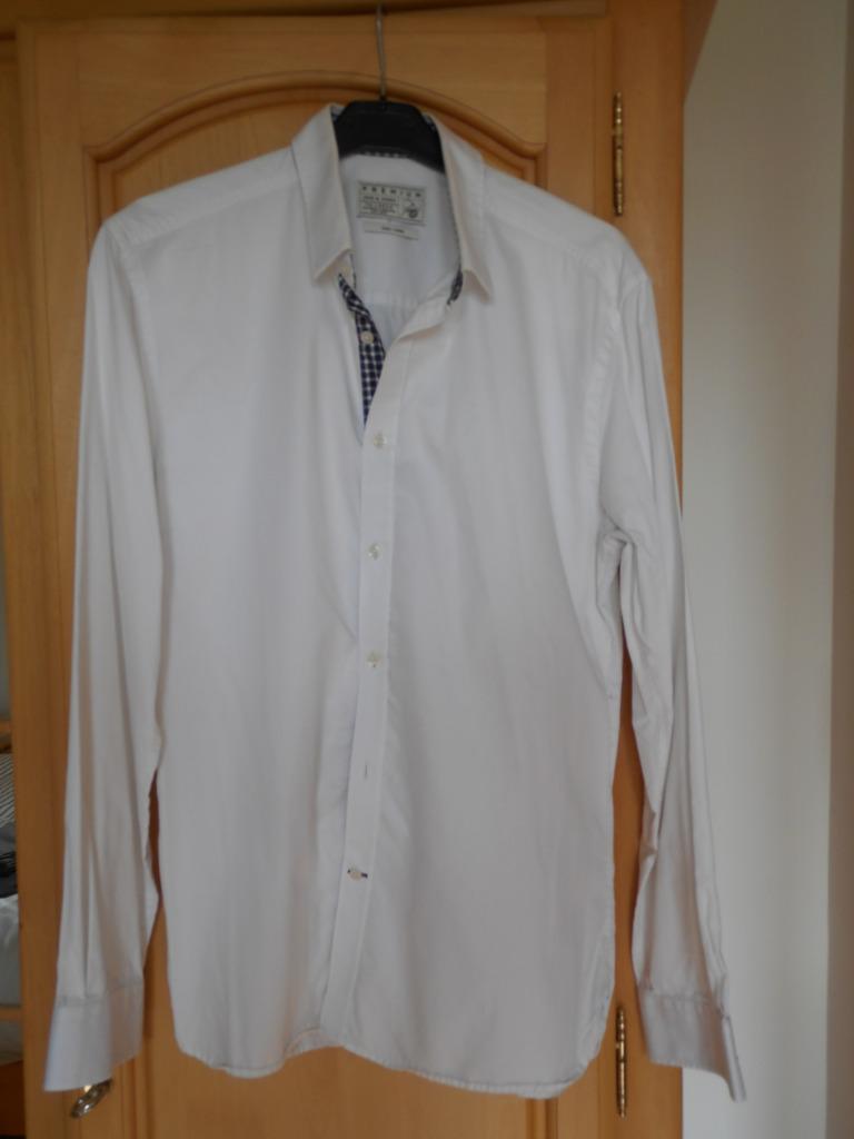 Chemise Jack & Jones - L - Blanc + vichy bleu, Tour de cou 41/42 (L), Enlèvement ou Envoi, Comme neuf, Blanc