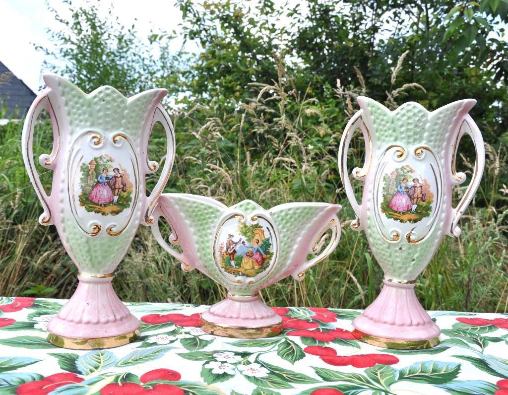 garniture de cheminée 3 pieces faience italienne, Enlèvement ou Envoi