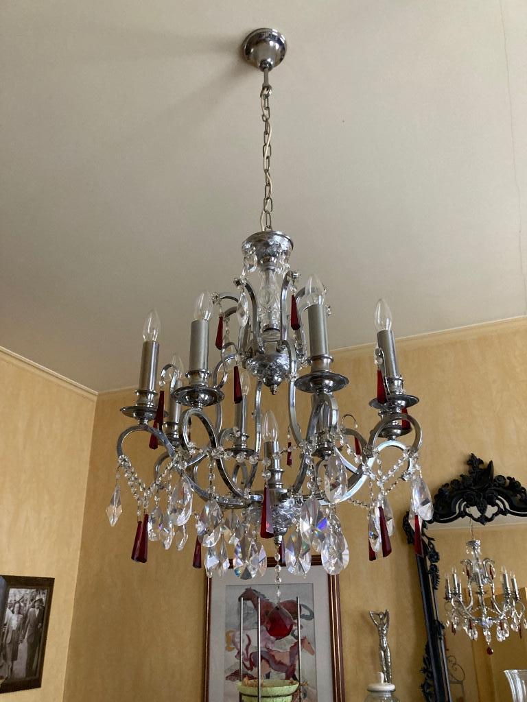 Antieke luster glas chroom, Antiek en Kunst, Ophalen