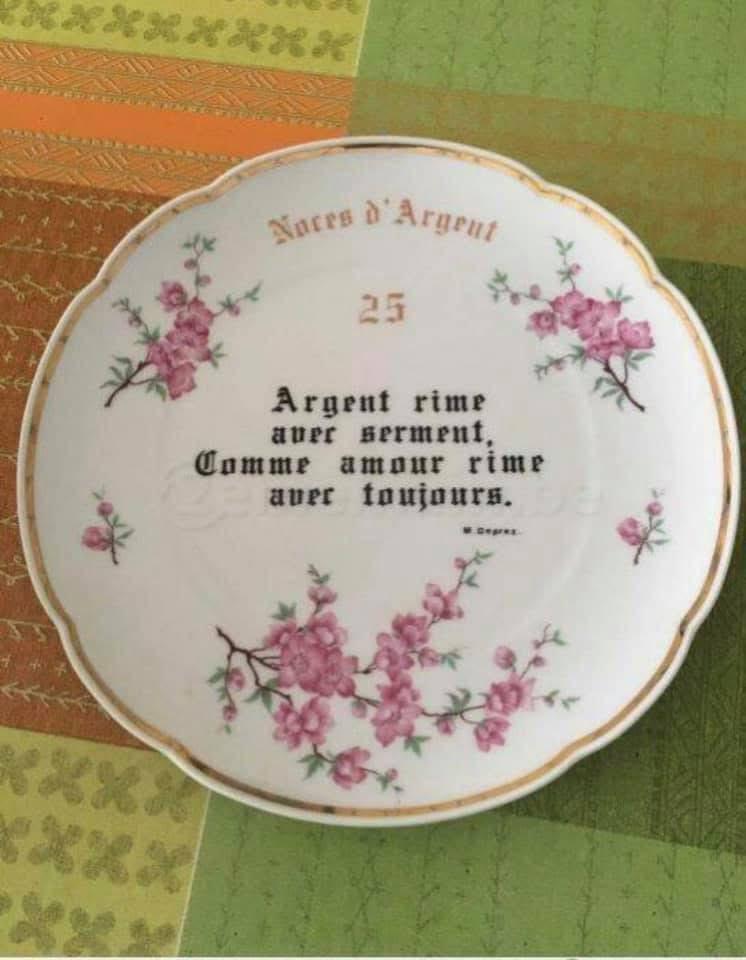Assiette Noces d’argent – Porcelaine véritable Bavaria, Enlèvement ou Envoi