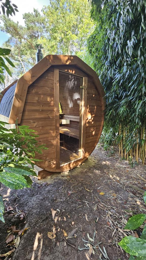 2.5M Barrel Sauna van donker, Scandinavisch grenenhout, Envoi, Neuf, Finlandais ou Traditionnel, Sauna complet