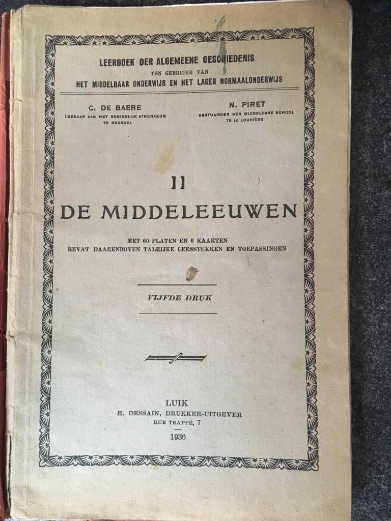 De middeleeuwen - De Baere - Piret – 1936, Antiek en Kunst, Ophalen of Verzenden