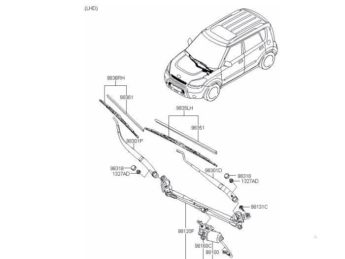 Moteur essuie-glace avant d'un Kia Soul, Autos : Pièces & Accessoires, Enlèvement ou Envoi, 3 mois de garantie, Utilisé, Kia