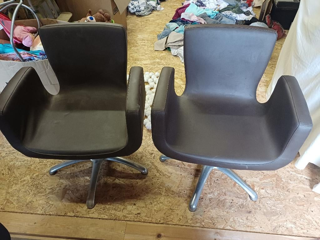 kappersstoel, Huis en Inrichting, Stoelen, Ophalen, Twee, Bruin, Zo goed als nieuw