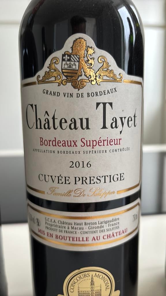 Chateau tayet 2016, Frankrijk, Ophalen of Verzenden, Zo goed als nieuw, Rode wijn