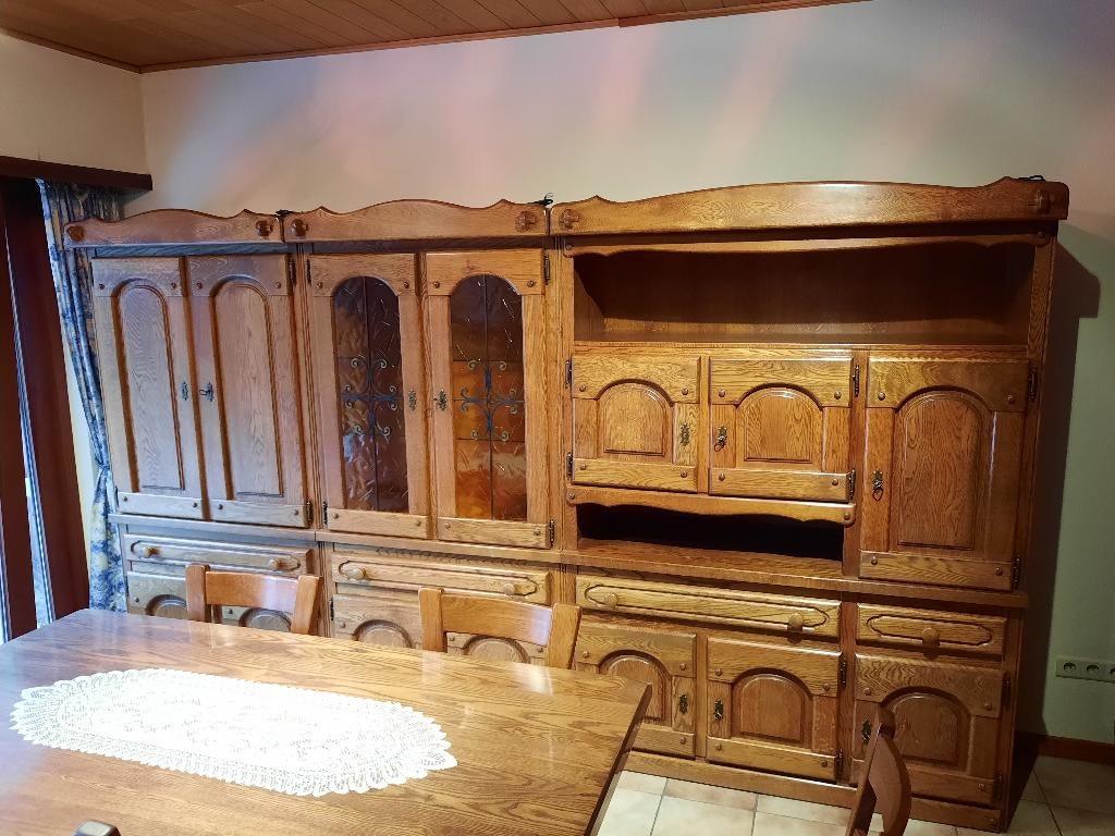 Massief eiken meubelen kasten tafel, Ophalen, Gebruikt, Eikenhout