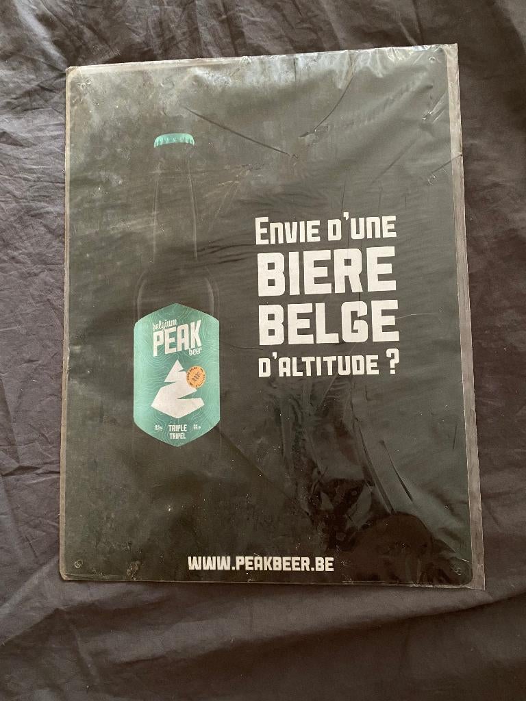 2 plaques métalliques bière  " PEAK ", Collections, Enlèvement ou Envoi, Neuf, Panneau, Plaque ou Plaquette publicitaire