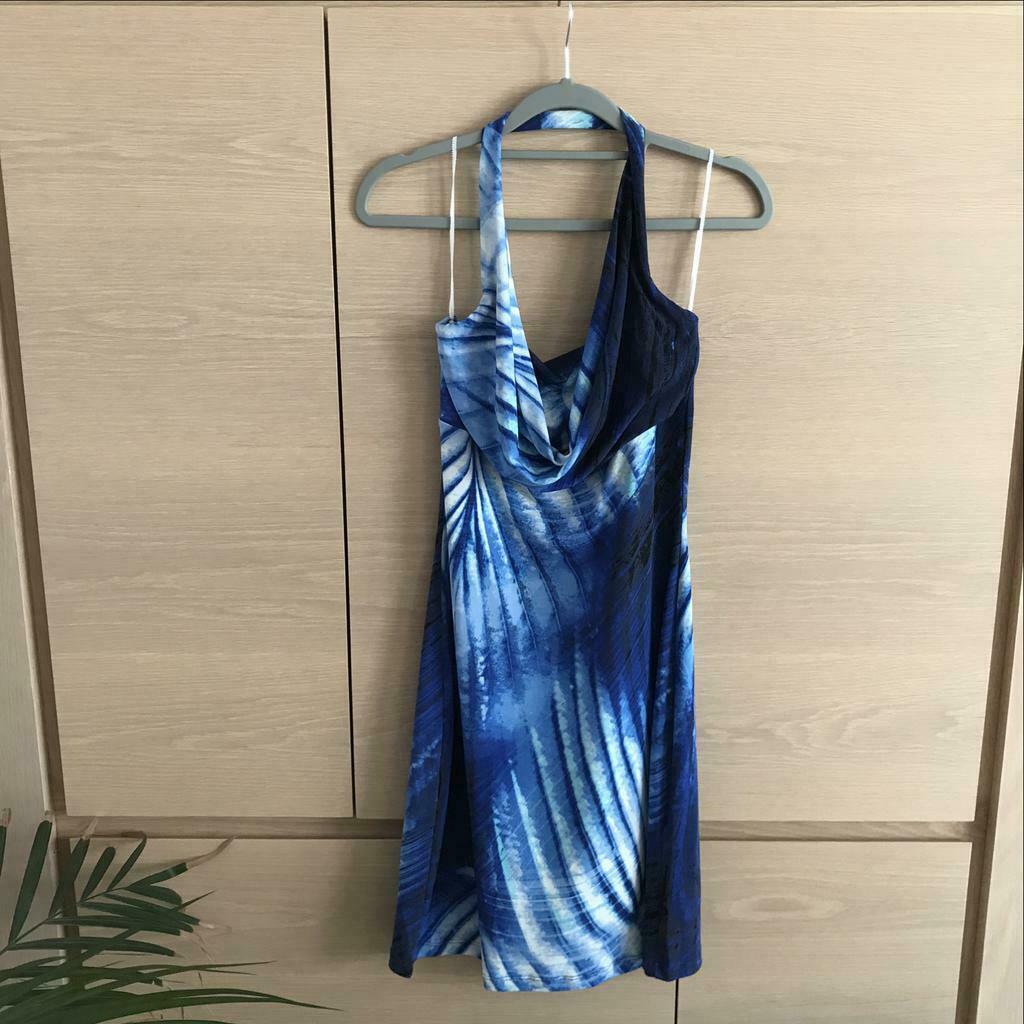 Blauw zomers kleedje met halterkraag - JBC - 38, Kleding | Dames, Maat 38/40 (M), Blauw, JBC, Ophalen of Verzenden