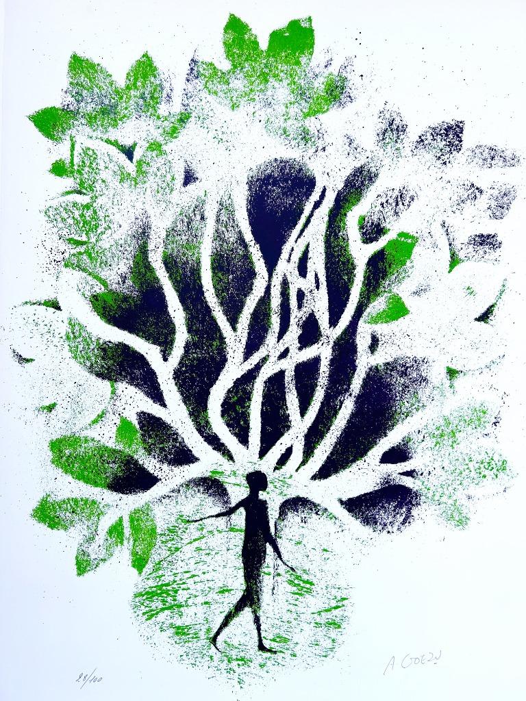 ANDRE GOEZU - Sérigraphie/SIG - Panthère noire - 63 x 44 cm, Envoi