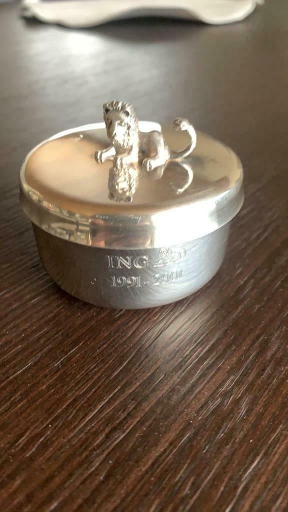 ING verzilverd doosje., Ophalen of Verzenden, Zo goed als nieuw