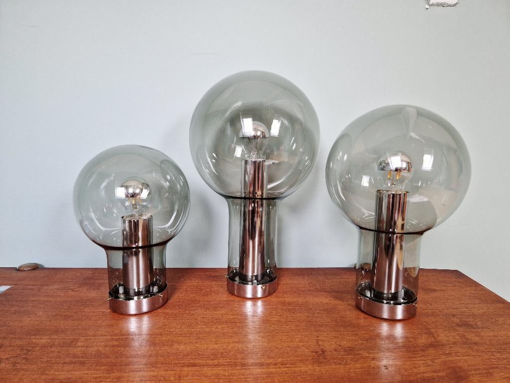 Trio plafondlampen van rookglas, RAAK, 1960, Antiek en Kunst, Ophalen of Verzenden