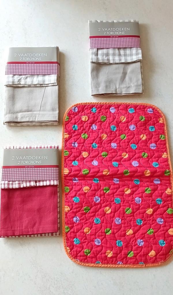 Set van 6 vaatwastesten. Nouveaux, Huis en Inrichting, Keuken | Textiel, Ophalen of Verzenden, Nieuw, Beige, Theedoek of Handdoek
