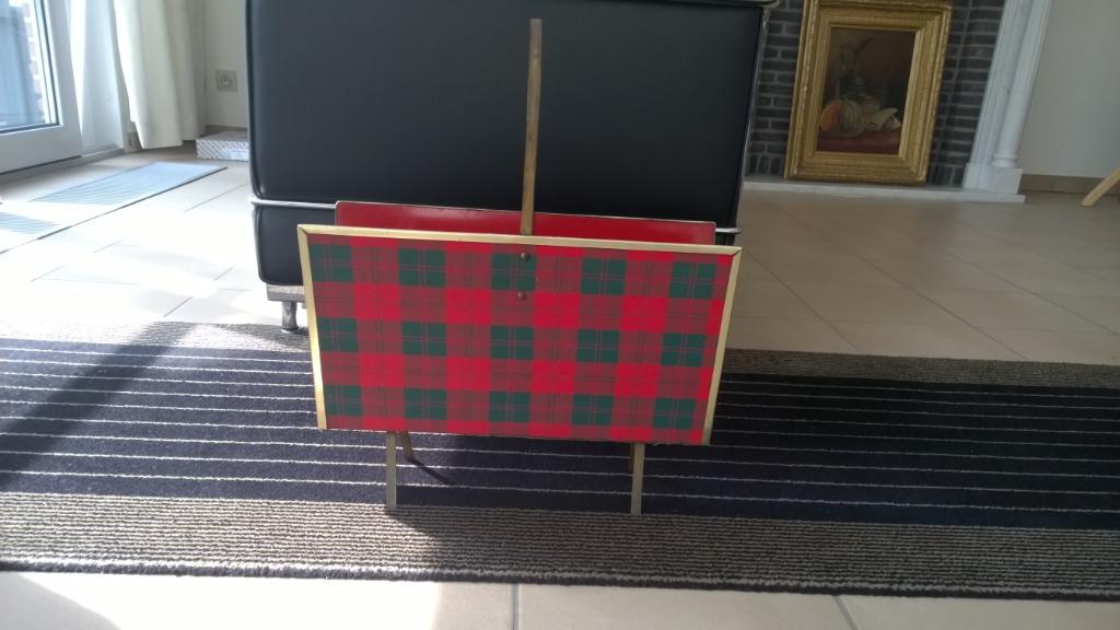 Vintage : kranten houder bekleed met ruiten stof, Ophalen of Verzenden