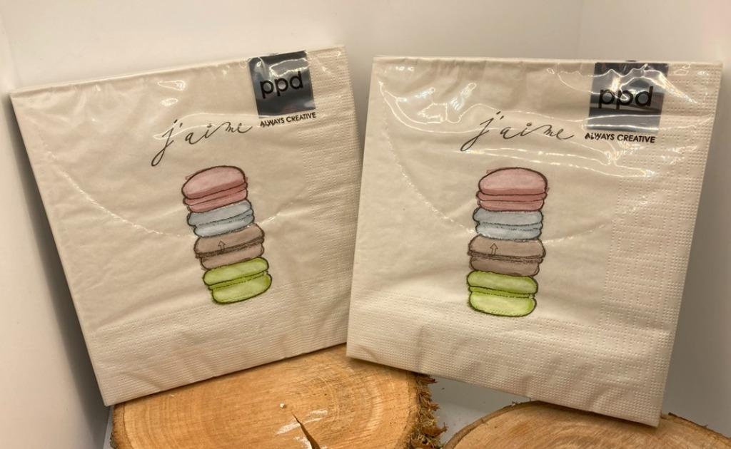 PAPIEREN SERVETTEN MACARONS 33X33 CM, Ophalen of Verzenden, Nieuw, Wit, Overige typen