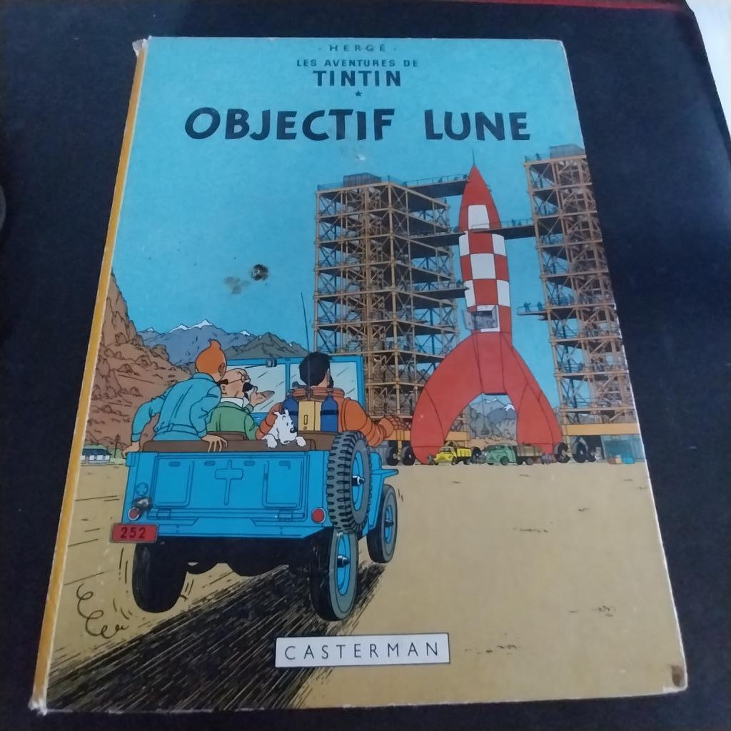 BD TINTIN " OBJECTIF  LUNE" édition 1966, Une BD, Enlèvement, Utilisé, HERGE