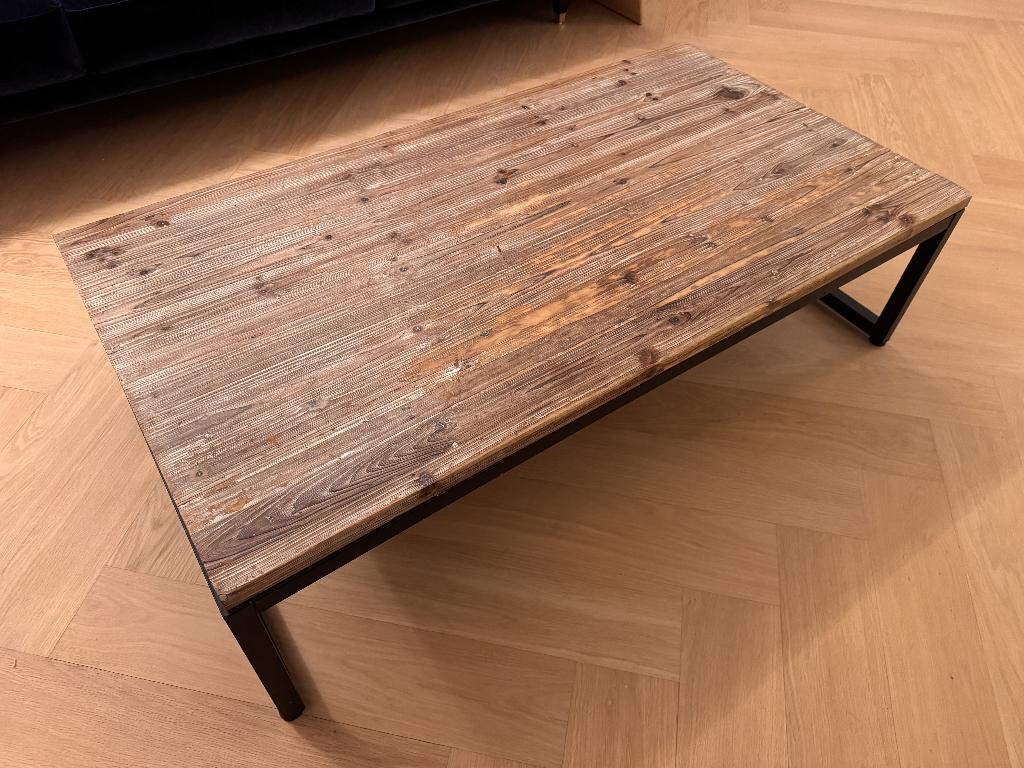 Table basse industrielle 'Long Island' – Bois & métal, 100 à 150 cm, Moins de 50 cm, Enlèvement ou Envoi, Pin