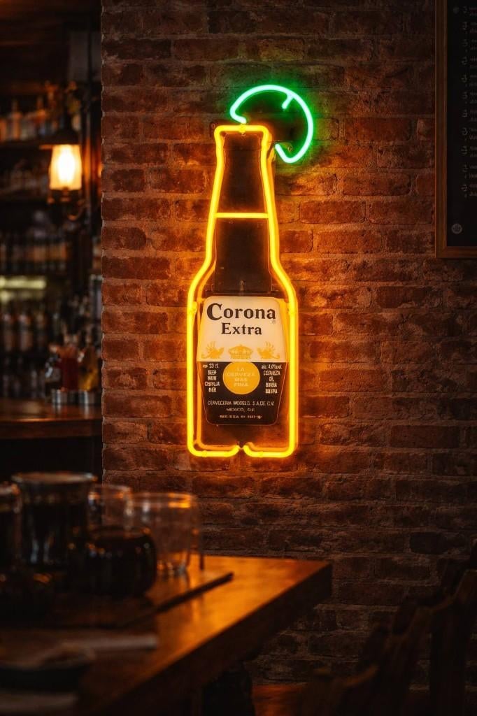 Originele vintage Corona neon lichtbak, neonreclame🍺, Enlèvement, Utilisé, Table lumineuse ou lampe (néon)