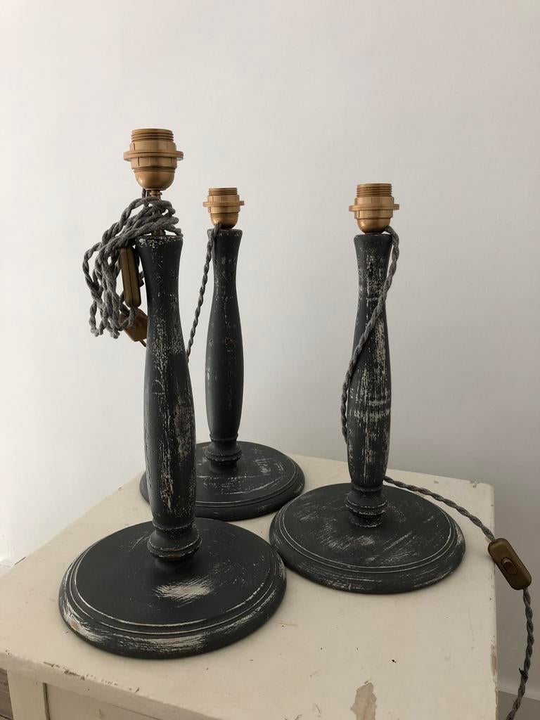 LAMP LAMPENVOET BALUSTER ANTIEK HOUT, Ophalen of Verzenden