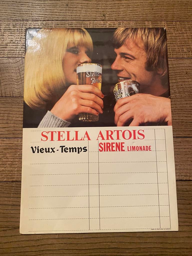 Stella Artois prijslijst 1974, Ophalen of Verzenden, Gebruikt, Reclamebord, Plaat of Schild, Stella Artois