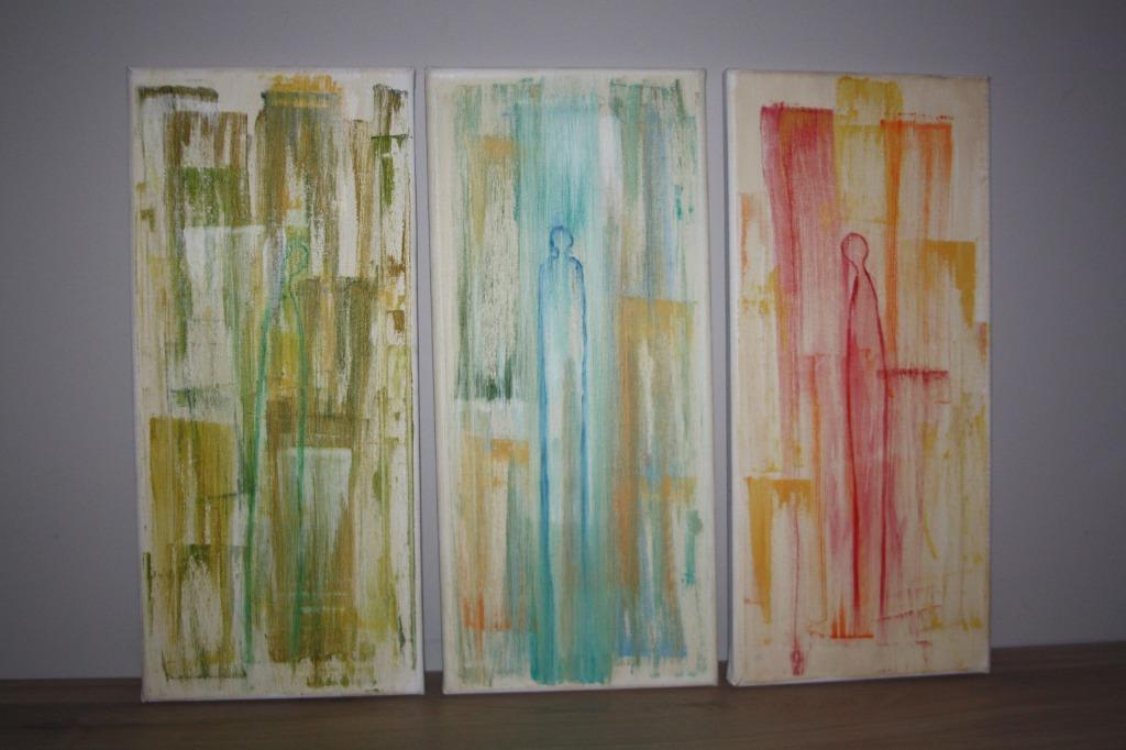 Guilbert Nadine kunstwerk , drieluik 2018 gesigneerd, Ophalen of Verzenden