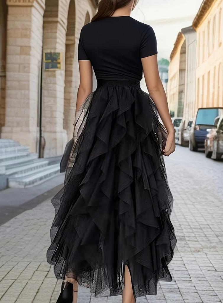 Jupe en voile avec haut, super jolie et élégante, ANDERE, Envoi, Noir, Vêtements de nuit