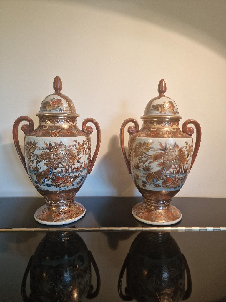 Japanse Satsuma vazen met deksel (2 stuks), Ophalen of Verzenden