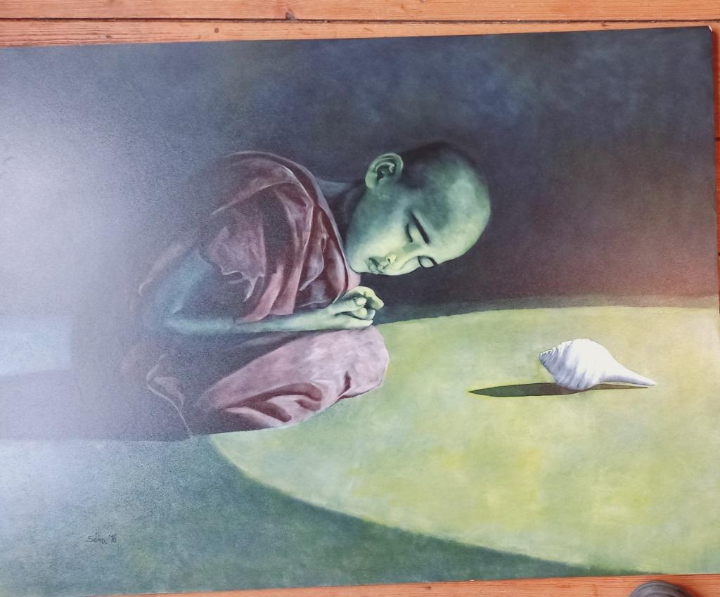 schilderij Selma Adam Qianxun 2016 email en pigment paneel, Envoi