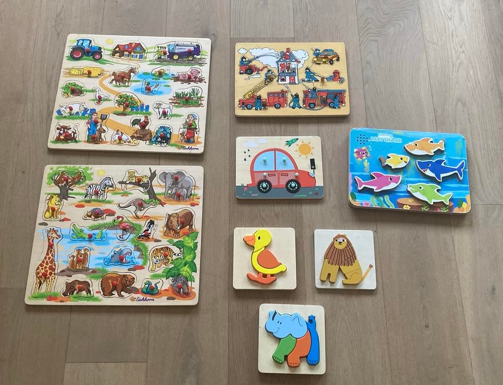 Houten legpuzzels - 8 stuks - 3x groot en 5x klein, Ophalen, Gebruikt