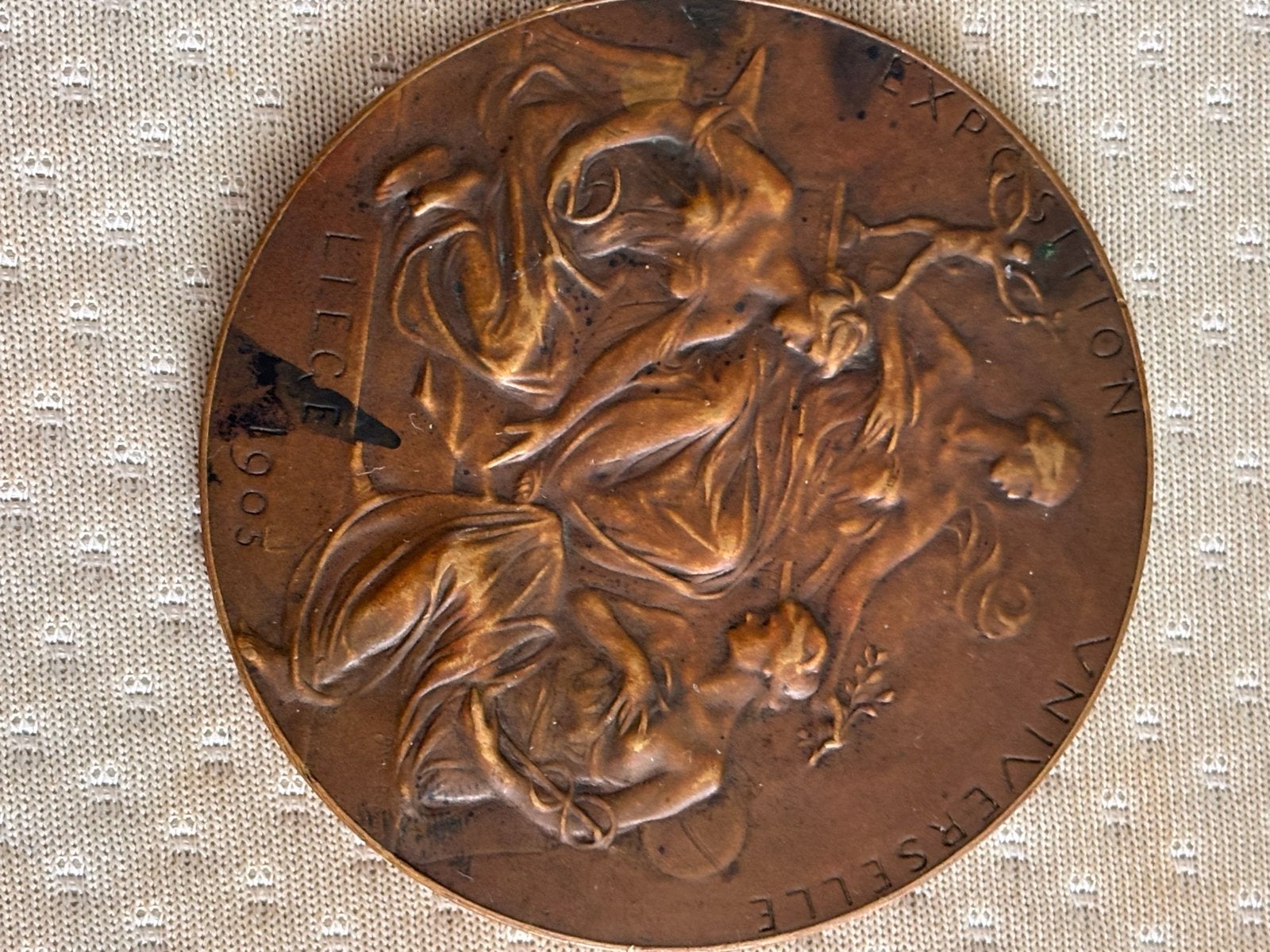 Bronzen medaille Exposition Universelle Liege 1905, Postzegels en Munten, Ophalen of Verzenden, Brons