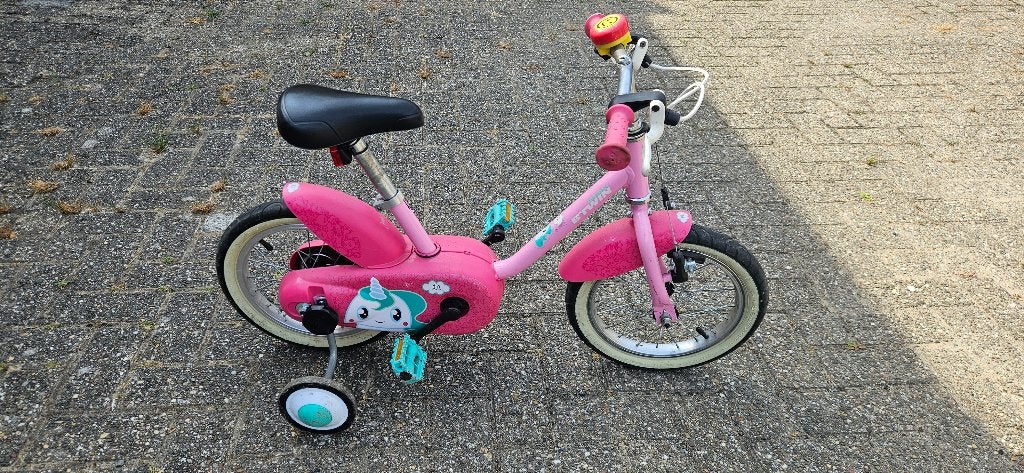 Kinderfiets met zeiwieltjes, Fietsen en Brommers, Ophalen, Zijwieltjes, Gebruikt, B-Twin