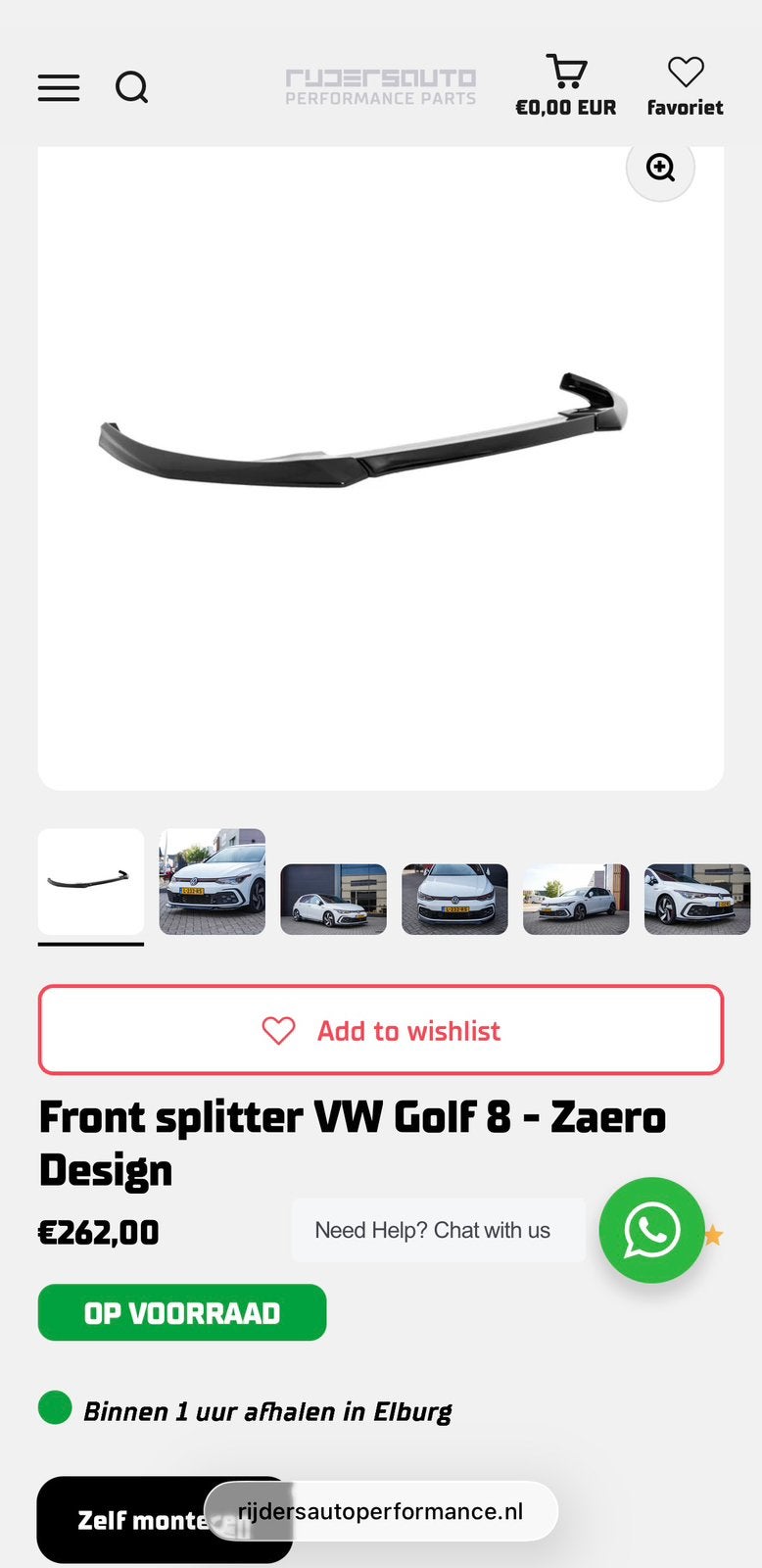 Zaero-Design Front splitter VW Golf 8 GTI, GTD, GTE, R-Line, Enlèvement ou Envoi