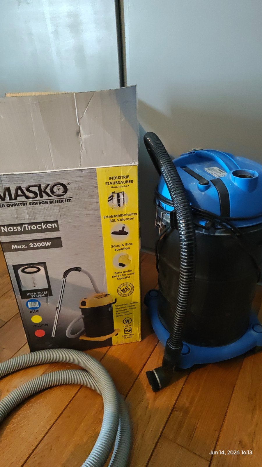 Droog en nat bouw stofzuiger Masko 2300W, Ophalen