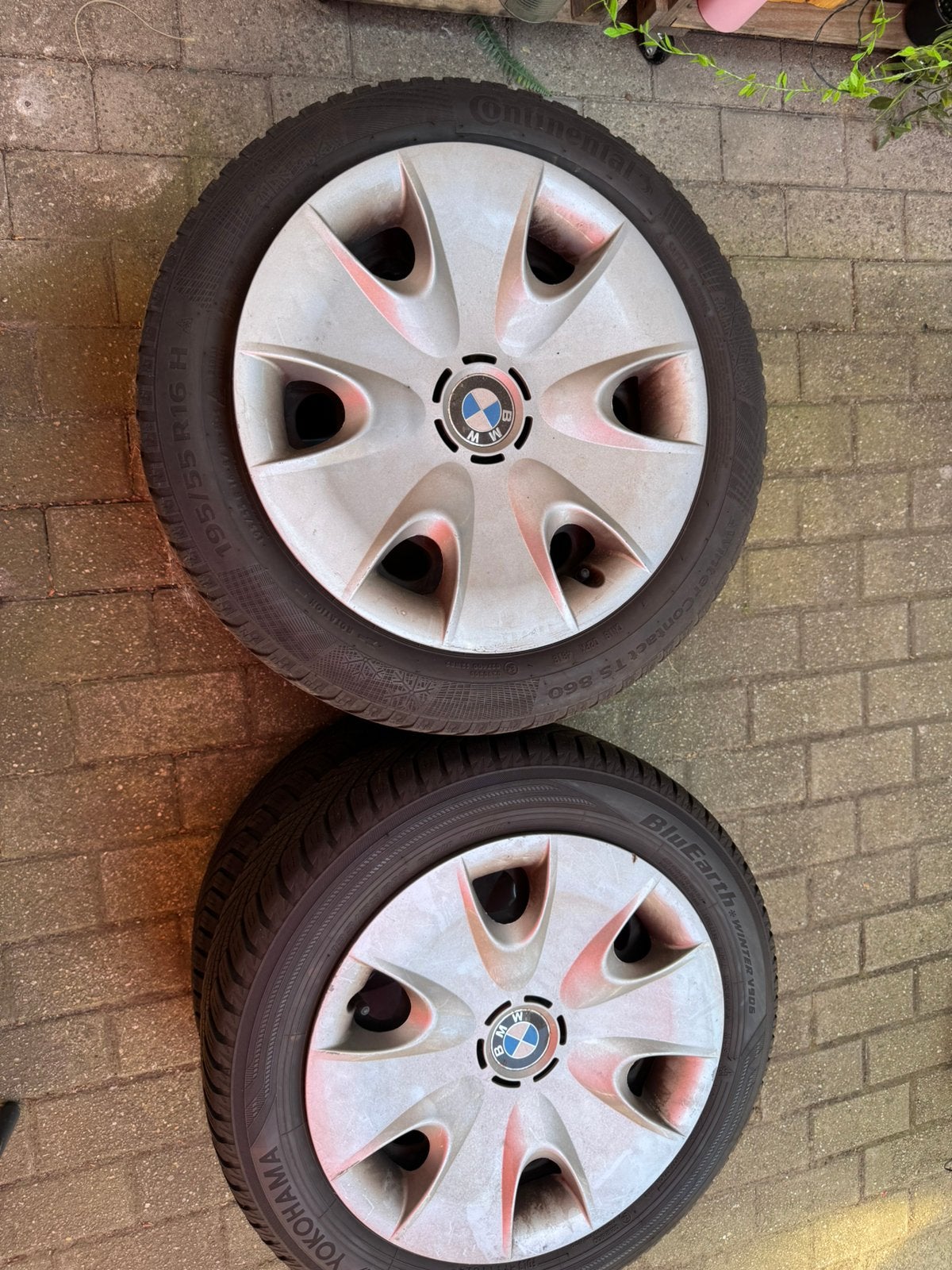 Jantes en acier Bmw 5x120 avec pneus d'hiver 195/55R16, Enlèvement, Pneus hiver, Pneu(s)