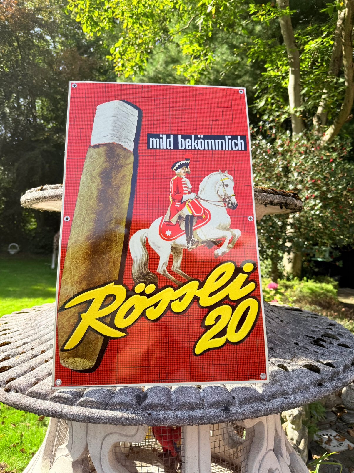Blikken reclamebord Rössli 20 Sigaren, Ophalen of Verzenden, Zo goed als nieuw, Reclamebord