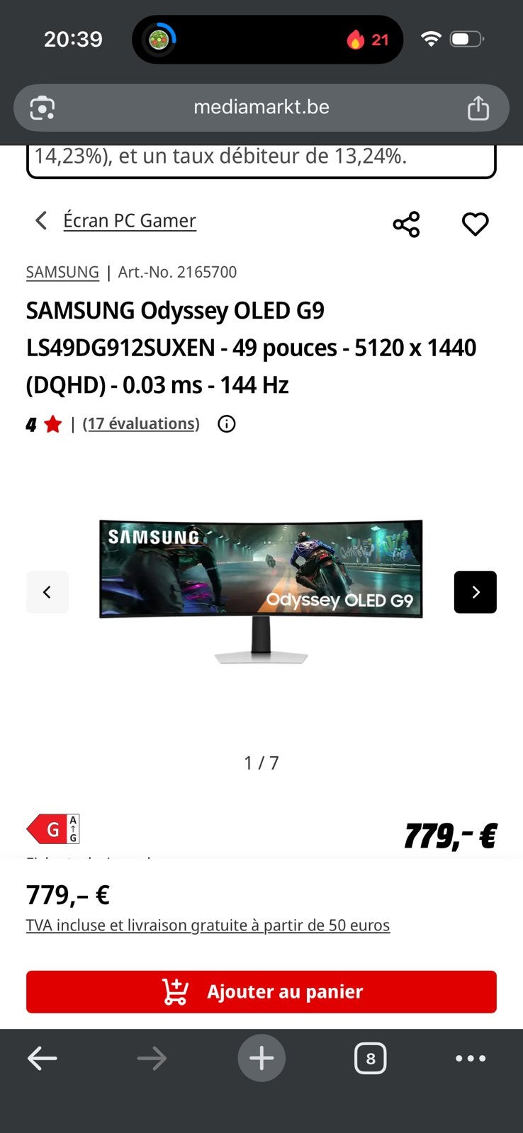Samsung Odyssey G9, Computers en Software, Ophalen, Zo goed als nieuw