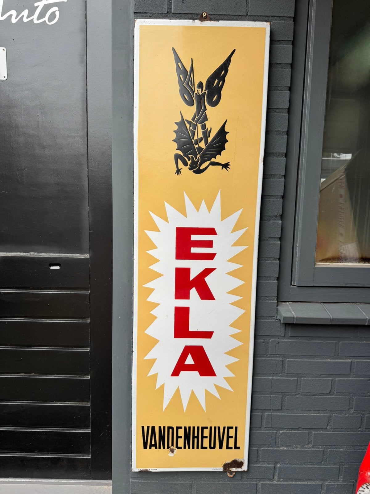 Panneau publicitaire en émail EKLA vandenheuvel, Panneau publicitaire, ., Enlèvement, Utilisé