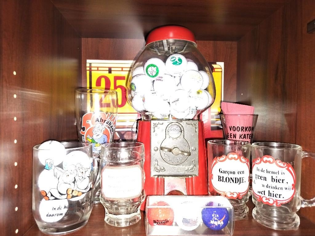 ⏰ 🚨⬇️Vintage Metalen Kauwgomballenautomaat(37cm)Glas&Metaal, Ophalen