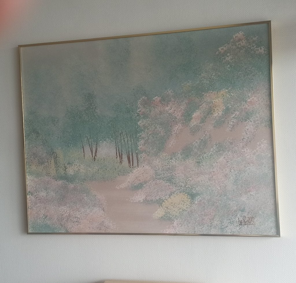 Schilderij olieverf Lee Reynolds 102x127, Paysage, Enlèvement, Abstrait, Signé