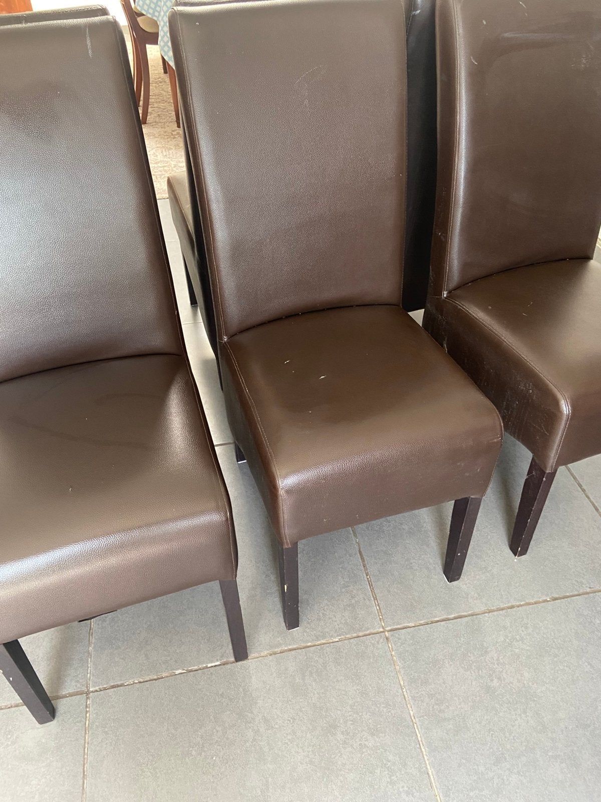 6 leer stoelen, Ophalen, Zo goed als nieuw, Leer