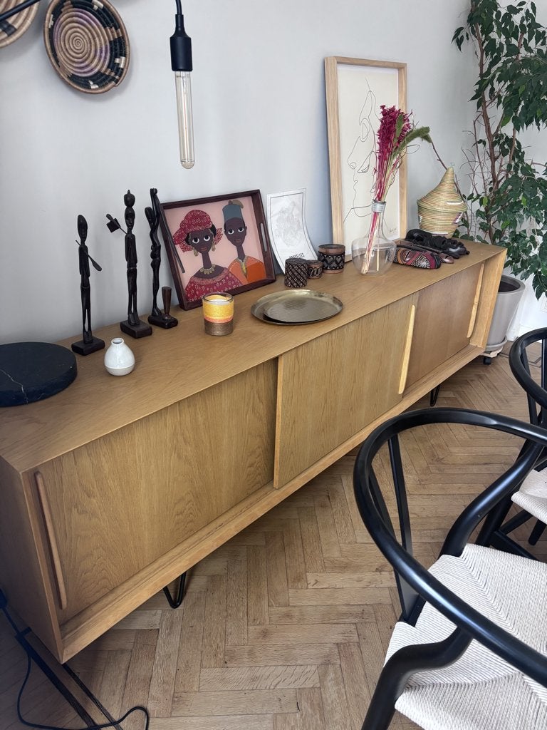 Prachtig vintage eikenhouten dressoir, Huis en Inrichting, Kasten | Buffetkasten, Ophalen, Scandinave - vintage, Gebruikt, Eikenhout