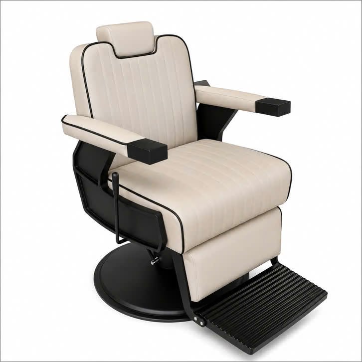 Barbierstoel Baron Cream Professionele Zwarte Luxe Comfort, Huis en Inrichting, Overige materialen, Boho, Nieuw, Ophalen of Verzenden
