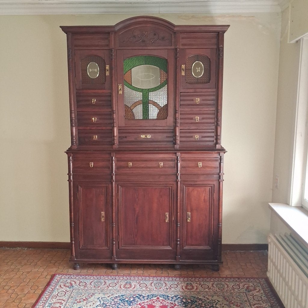 antieke kast met glas in lood, Enlèvement