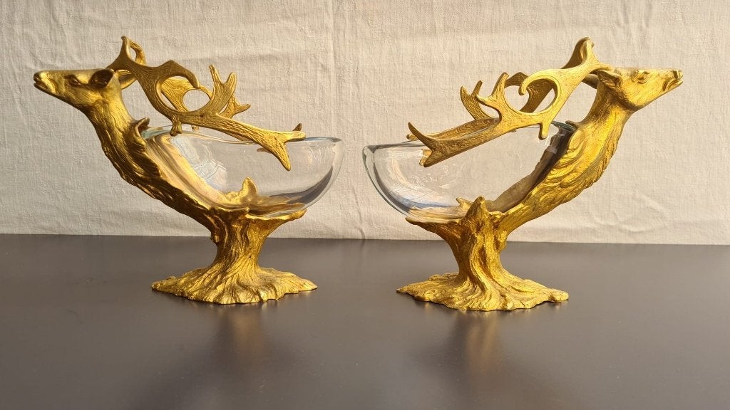 Gabriella Crespi, vaschetta Cervo, Animali, 1970, Marqué, Verre, Objet, 22 cm