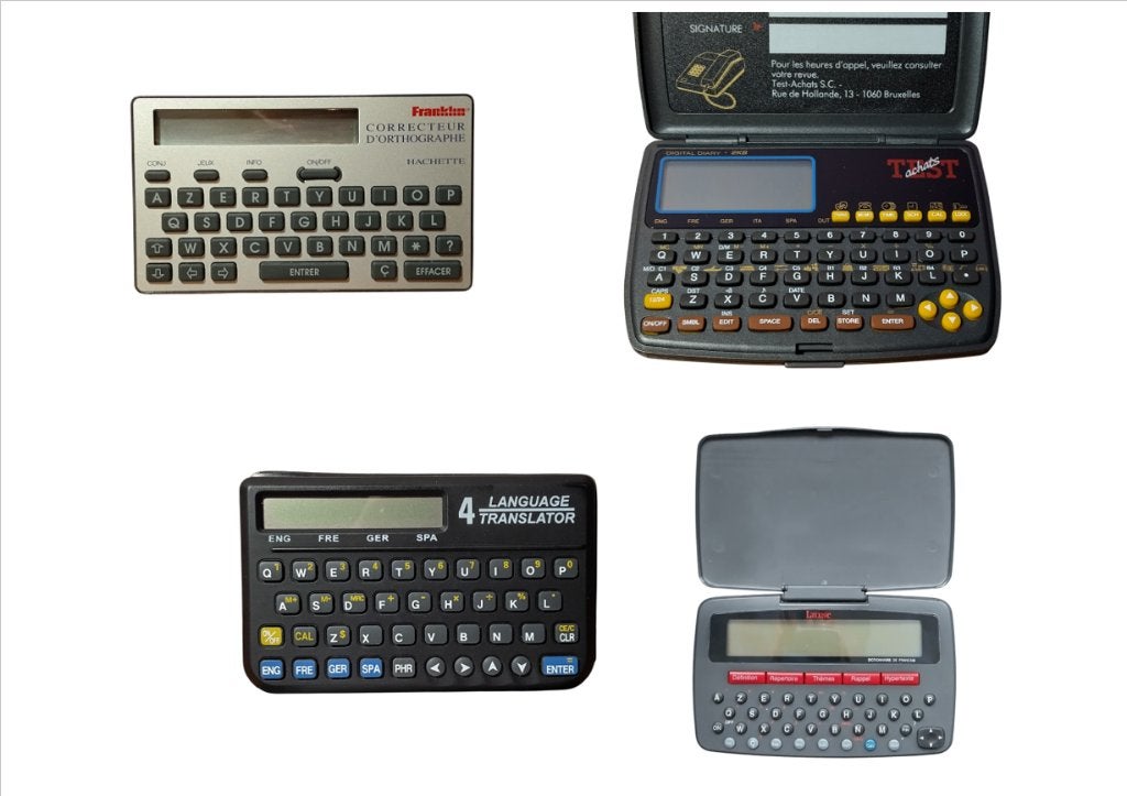 6 électroniques (dico, traducteur, boussole, agenda) vintage, Enlèvement