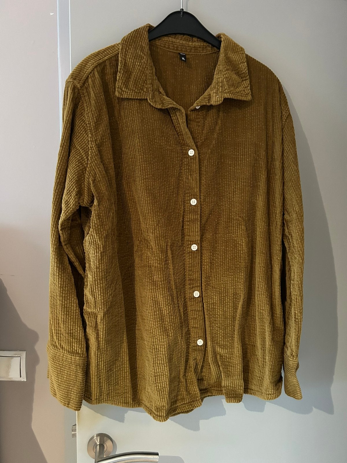 Ribfluweel bloesje hema maat xl, Ophalen, Zo goed als nieuw, Maat 46/48 (XL) of groter, Groen