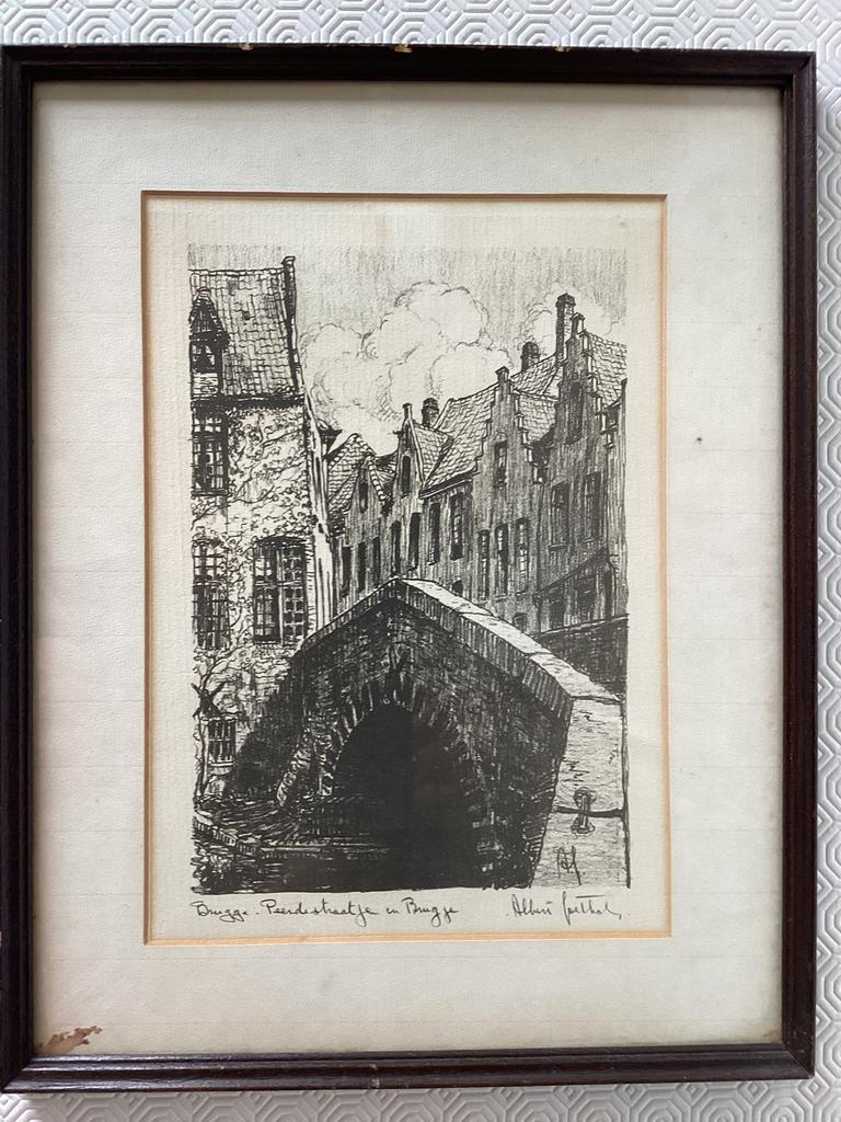 Gravure ancienne Bruges Albert Goethals, Antiquités & Art, Art | Eaux-fortes & Gravures, Eau-forte, Signé, Enlèvement ou Envoi