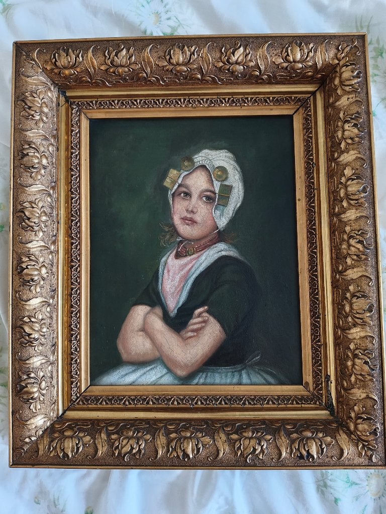Schilderij Hollands Meisje op paneel, Antiek en Kunst, Kunst | Schilderijen | Klassiek, Ophalen, Paneel, Portret of Personen, Oud hollands