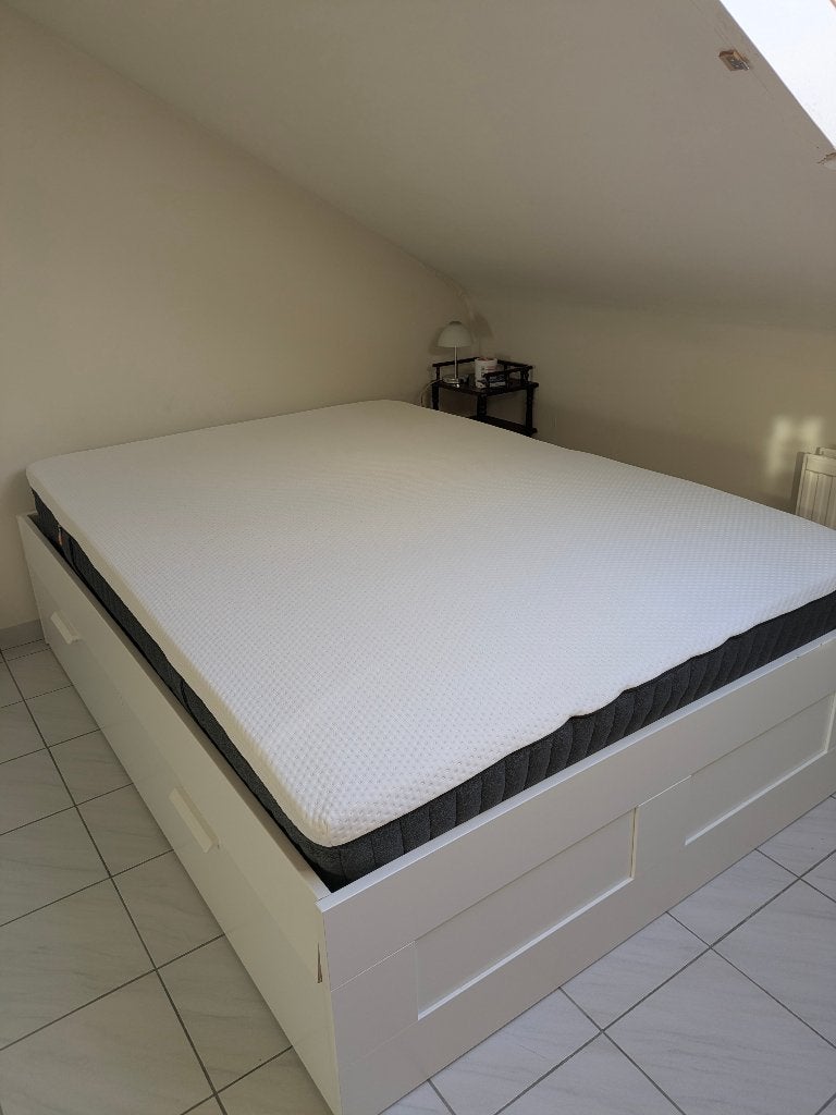 Brimnes 140*200 cm +  matras + lattenbodem, Ophalen, Verstelbaar, Eenpersoons, Wit