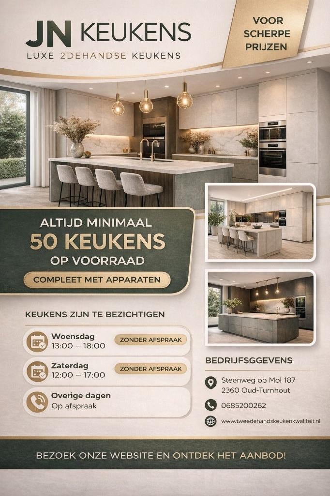 ZATERDAG 9 MEI  open van 12tot 17uur MINIMAAL 50keukens, Maison & Meubles, Cuisine | Cuisines complètes, Comme neuf, Cuisine à mur double